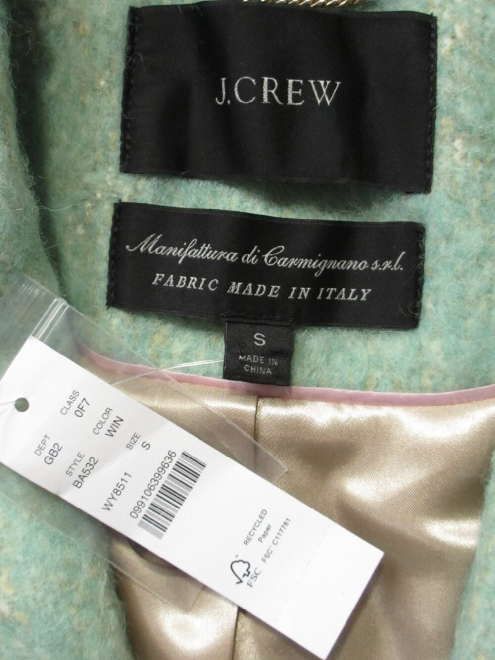 NWT J.Crew Relaxed Topcoat in Wintermint Italian Brushed Wool Oversized Coat S - Picture 8 of 11